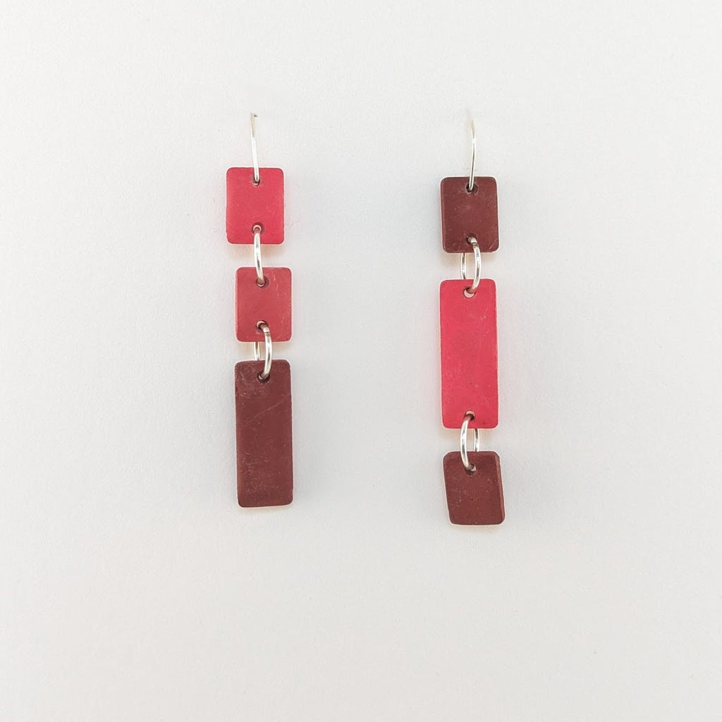 Brick and Red Rectangle Earrings