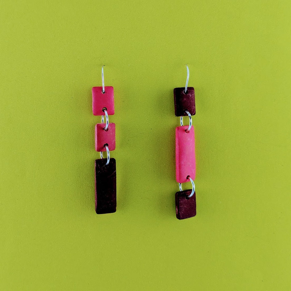 Brick and Red Rectangle Earrings