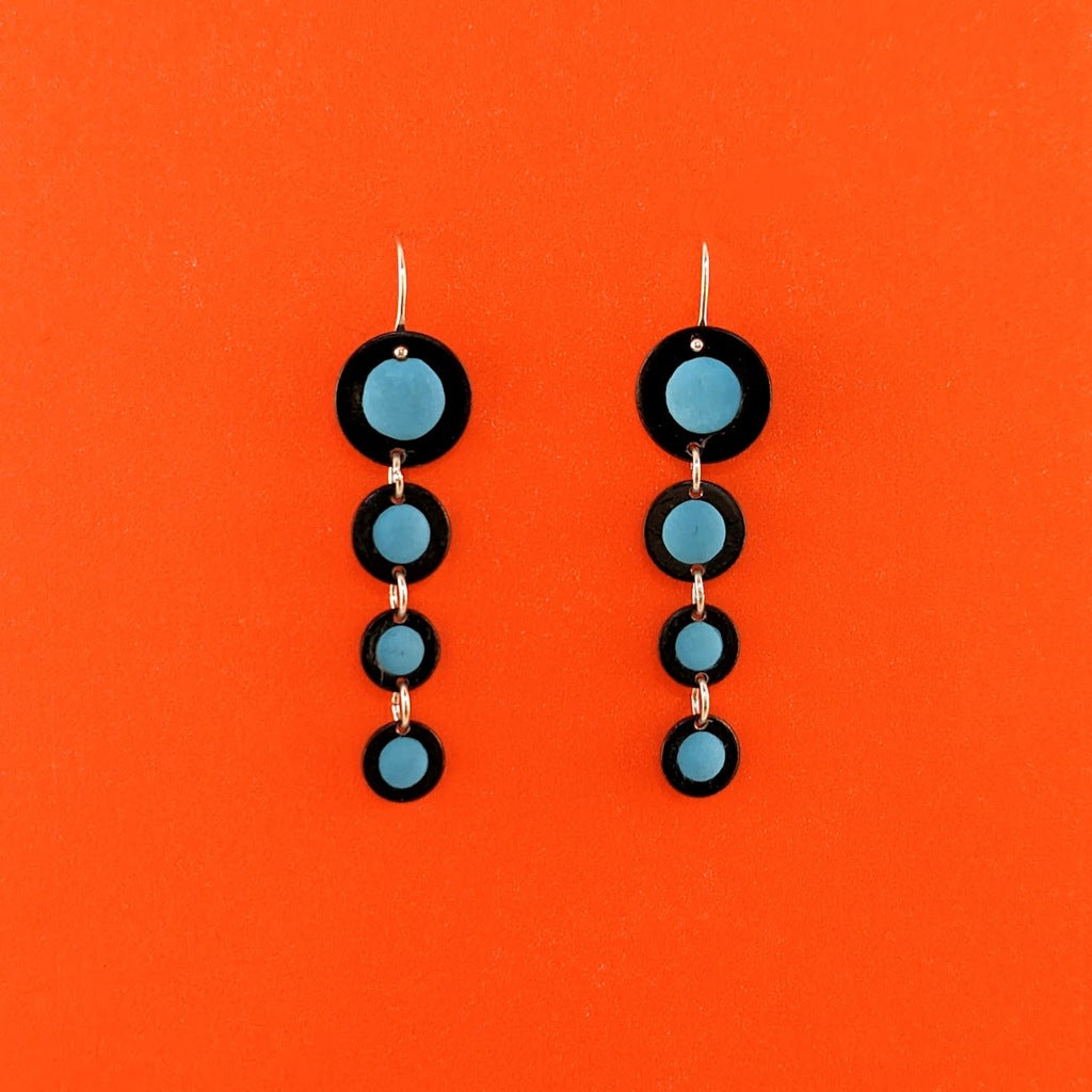 Four Graduated Azure Blue Circles Earrings