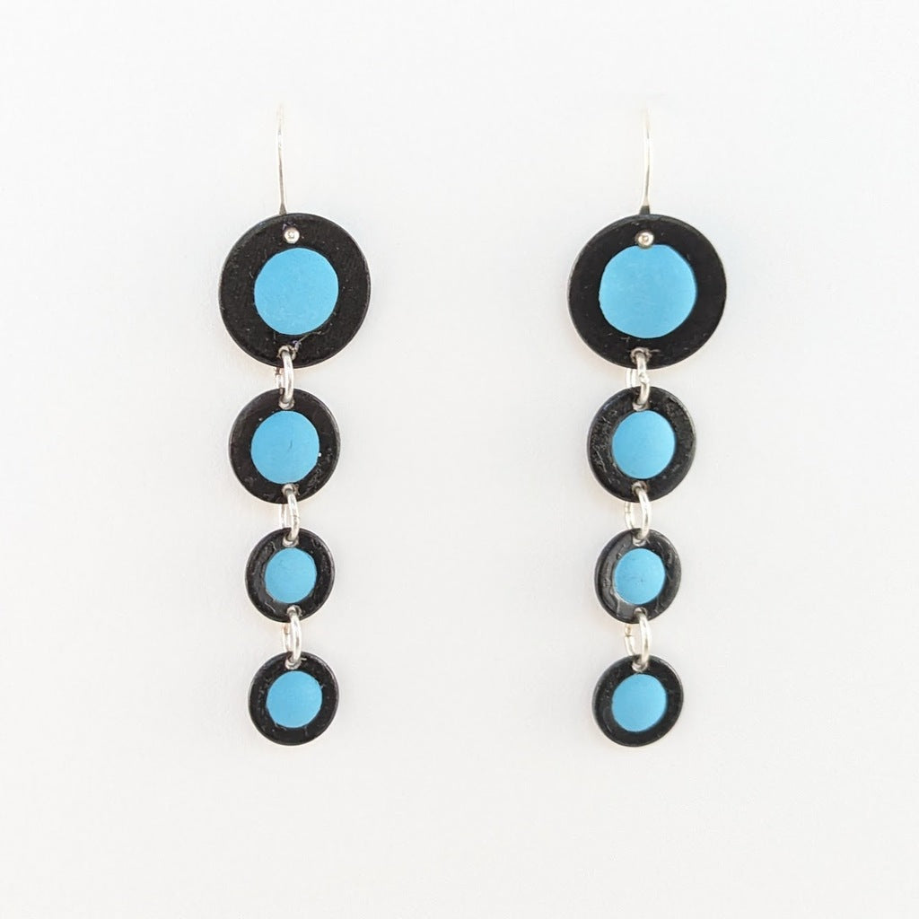 Four Graduated Azure Blue Circles Earrings