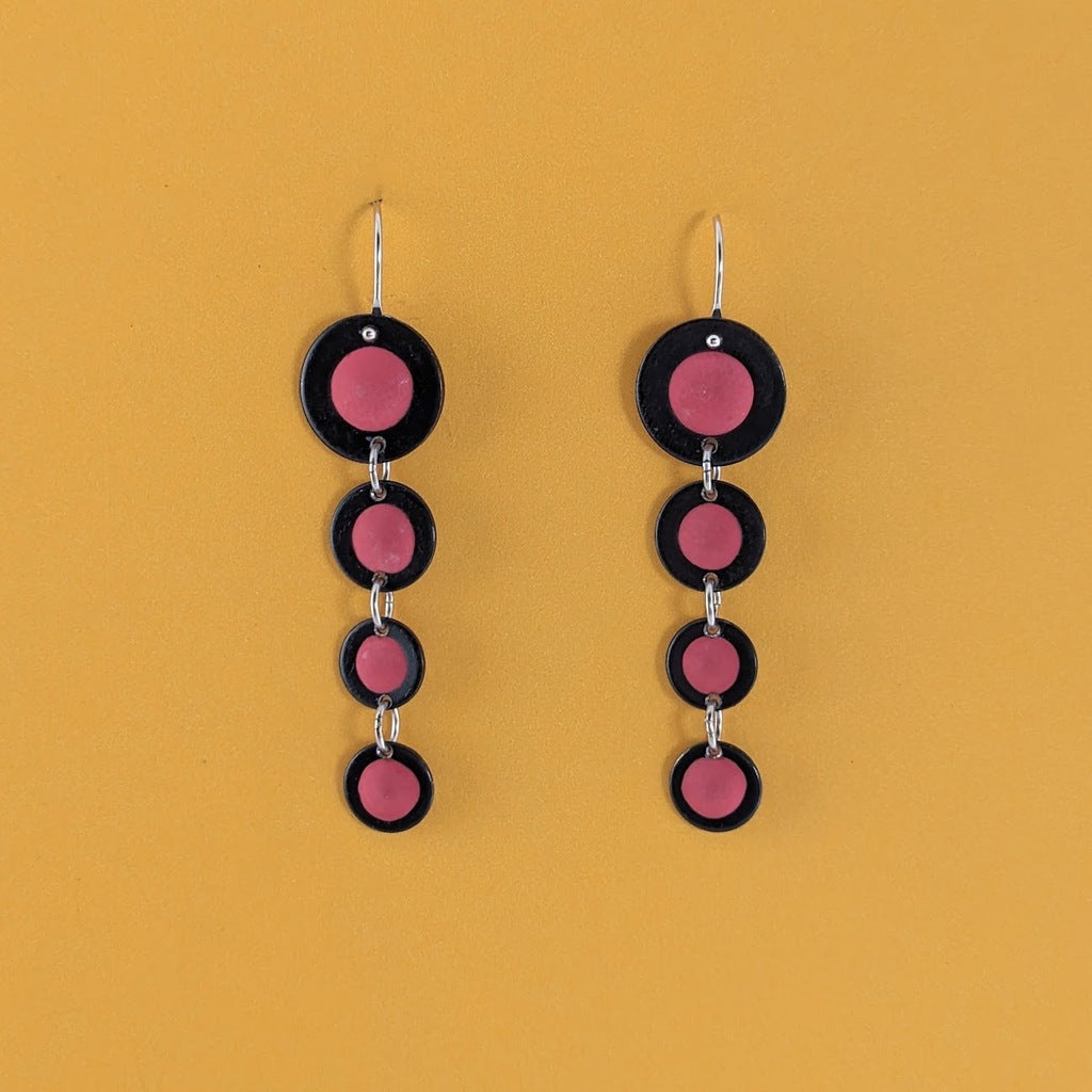 Four Graduated Circles Salmon Earrings