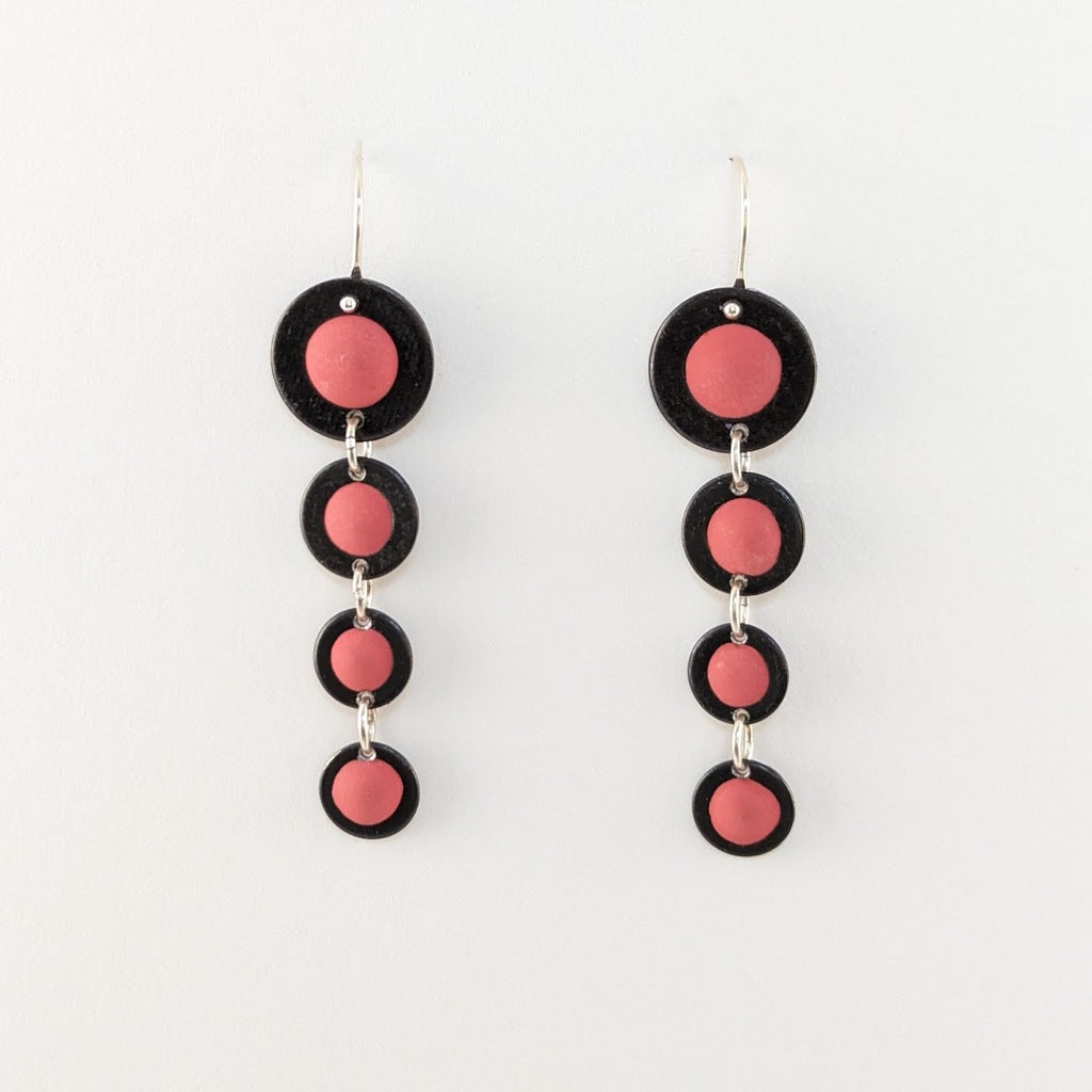 Four Graduated Circles Salmon Earrings