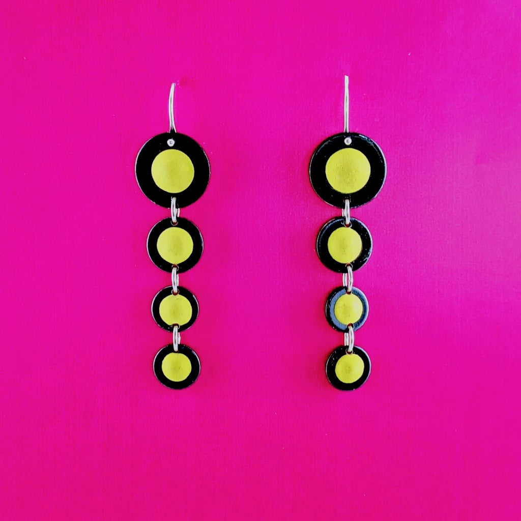 Four Yellow Graduated Circles Earrings