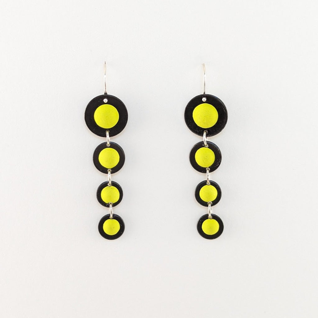 Four Yellow Graduated Circles Earrings