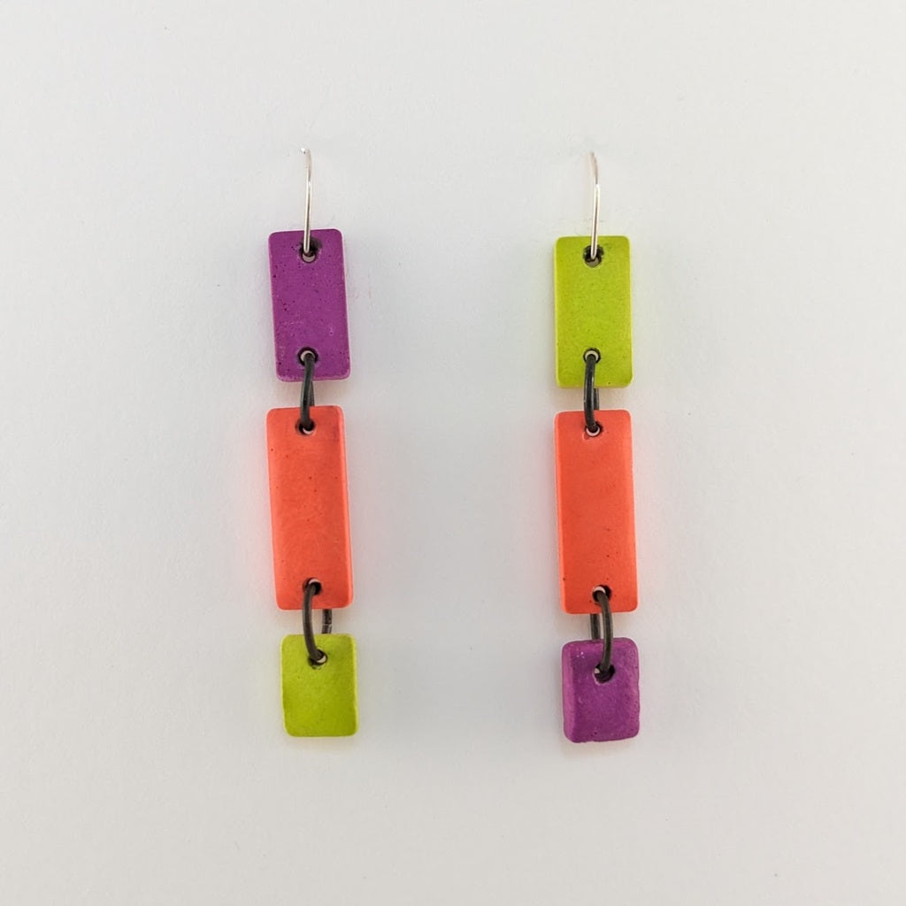 Bright Neon Rectangle Earrings