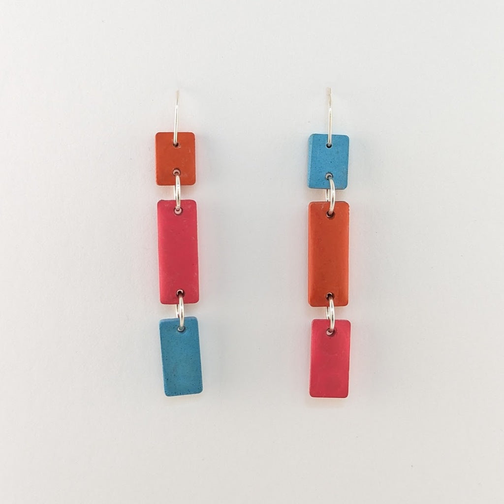 Red, Blue, and Orange Earrings