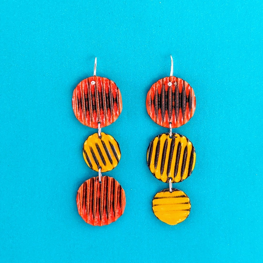 Circle Earrings - Orange and Yellow