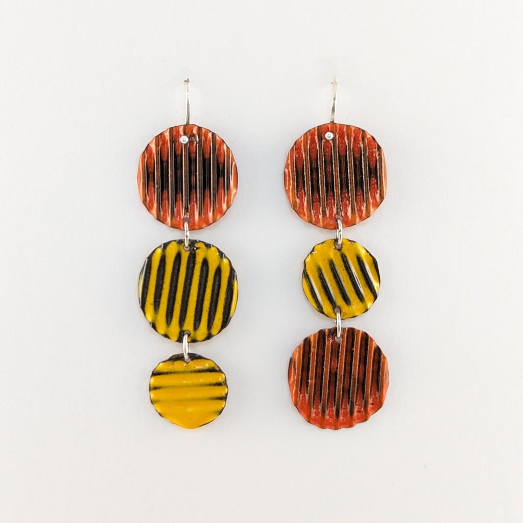 Circle Earrings - Orange and Yellow